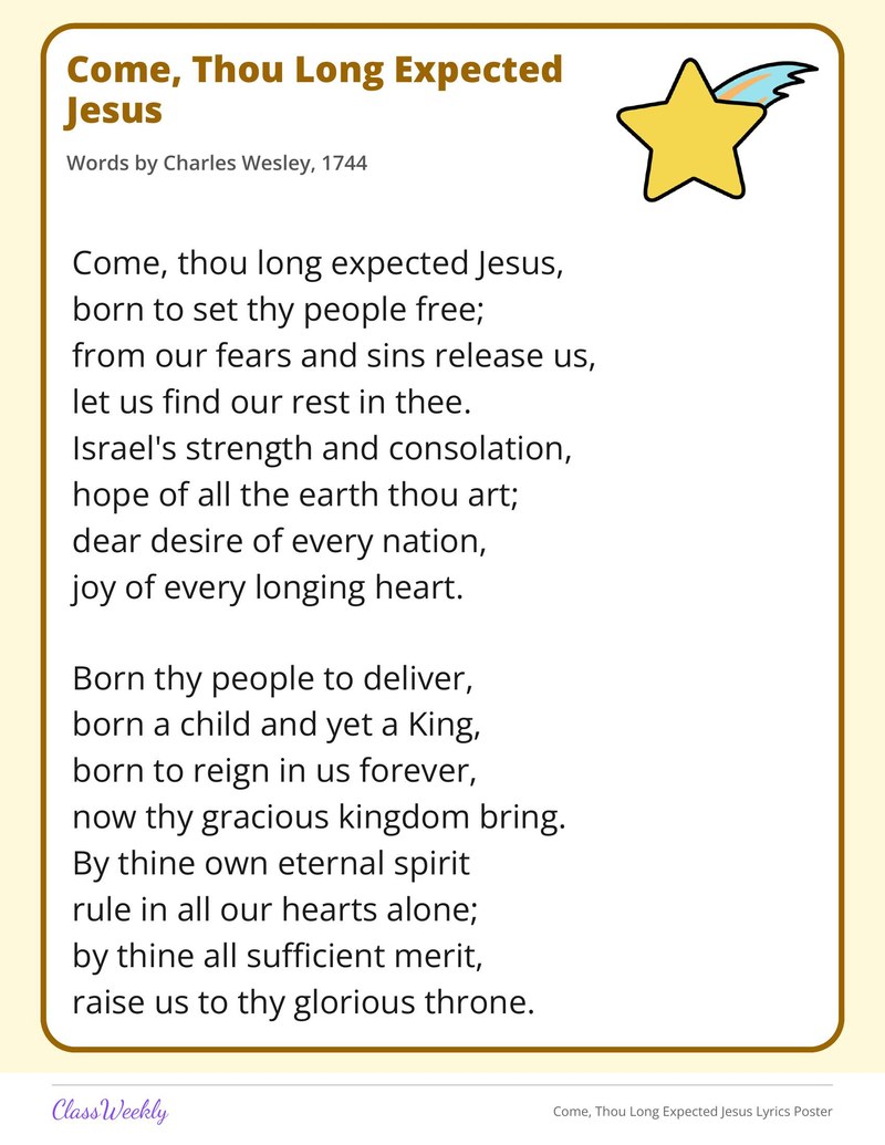 Come, Thou Long Expected Jesus Lyrics Poster