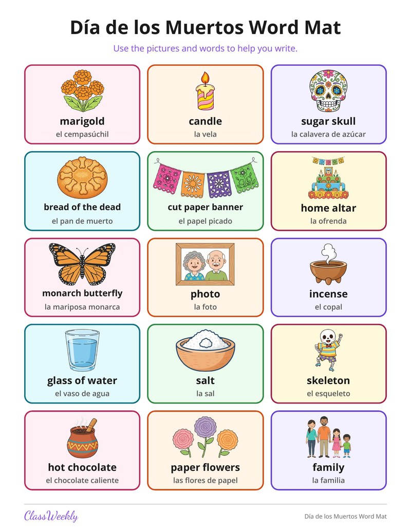 Día de los Muertos Word Mat
