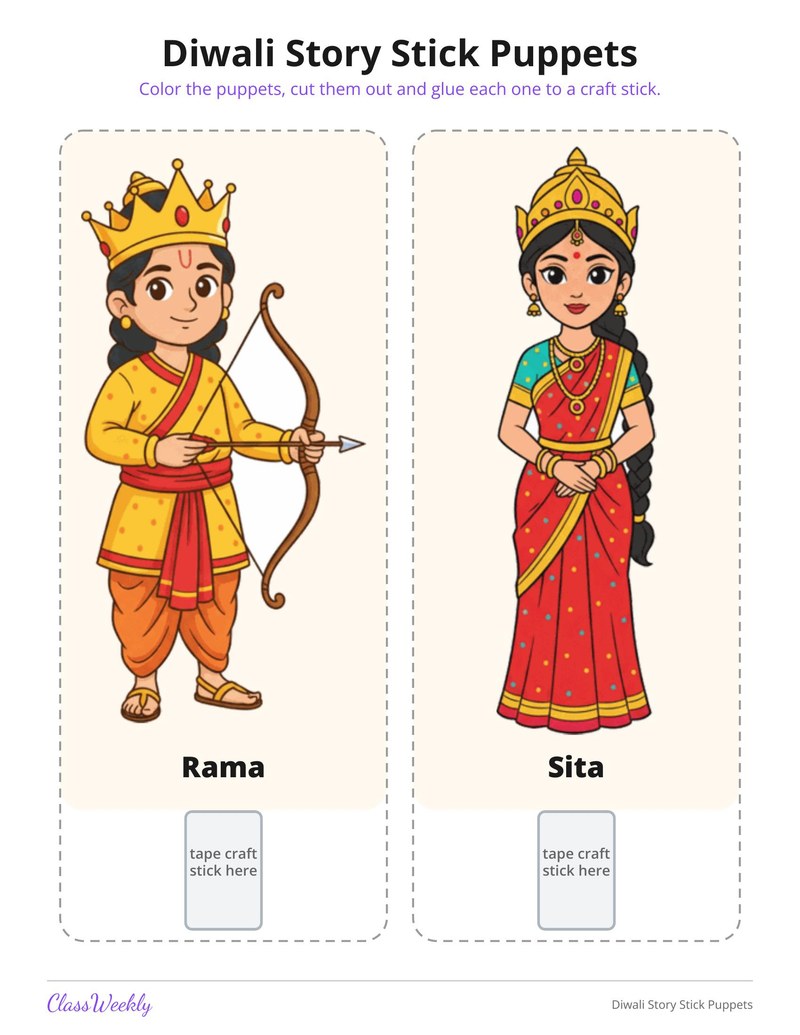 Diwali Story Stick Puppets - Page 2