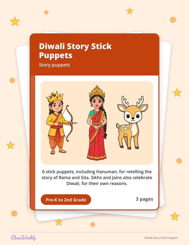 Diwali Story Stick Puppets - Page 1