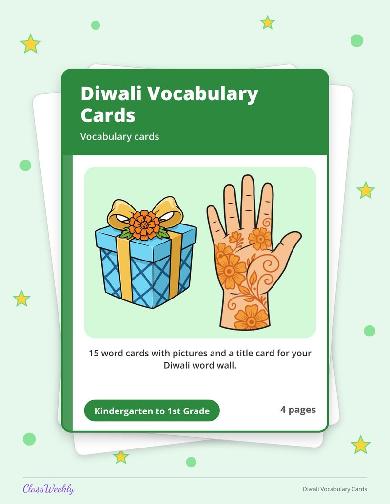 Diwali Vocabulary Cards - Page 1