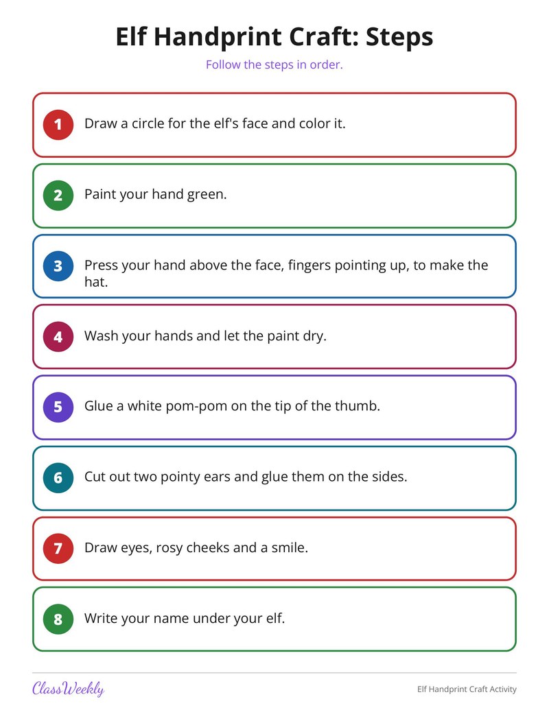 Elf Handprint Craft Activity - Page 2