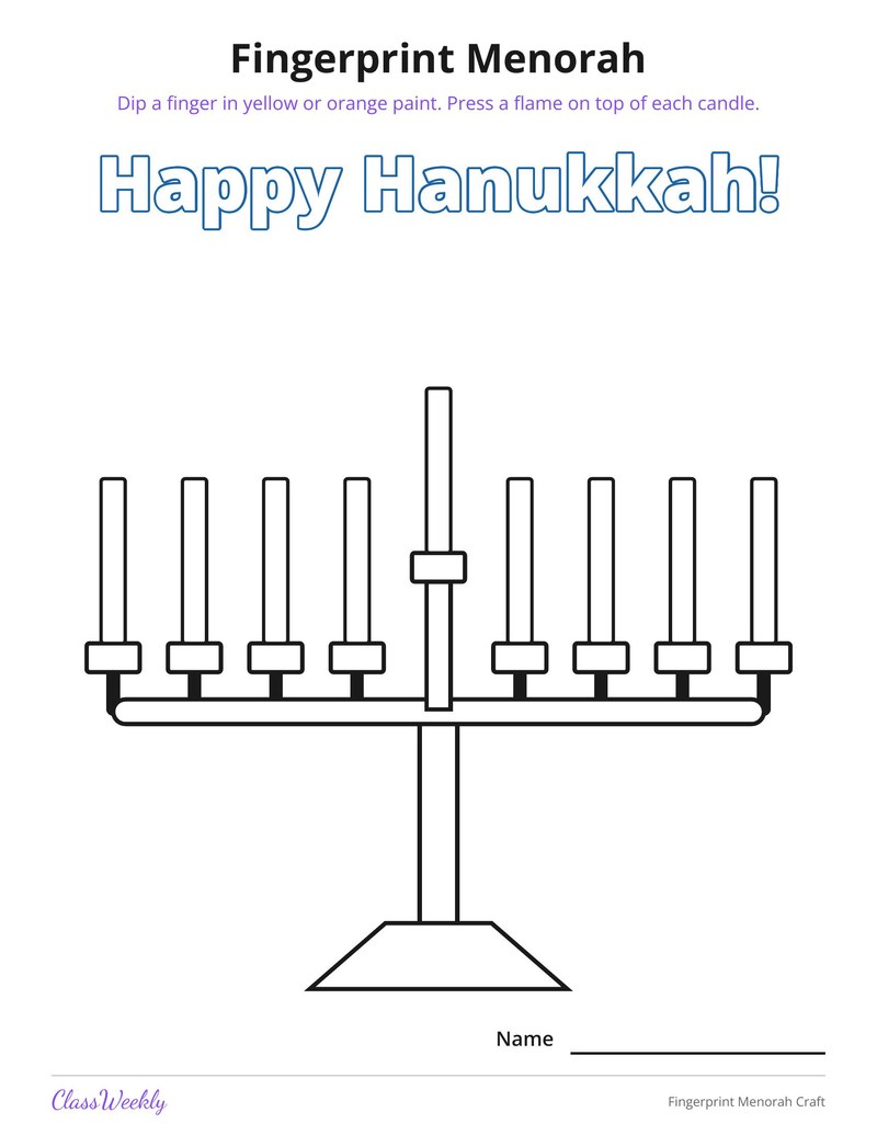 Fingerprint Menorah Craft