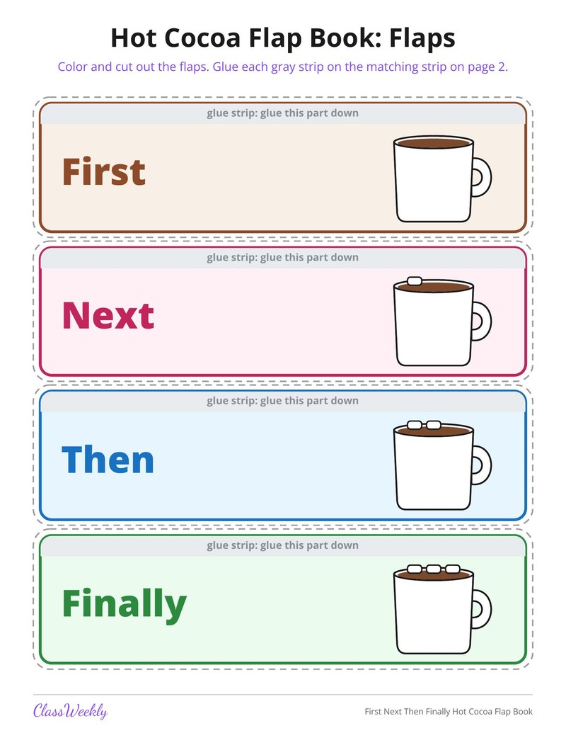 First Next Then Finally Hot Cocoa Flap Book - Page 1
