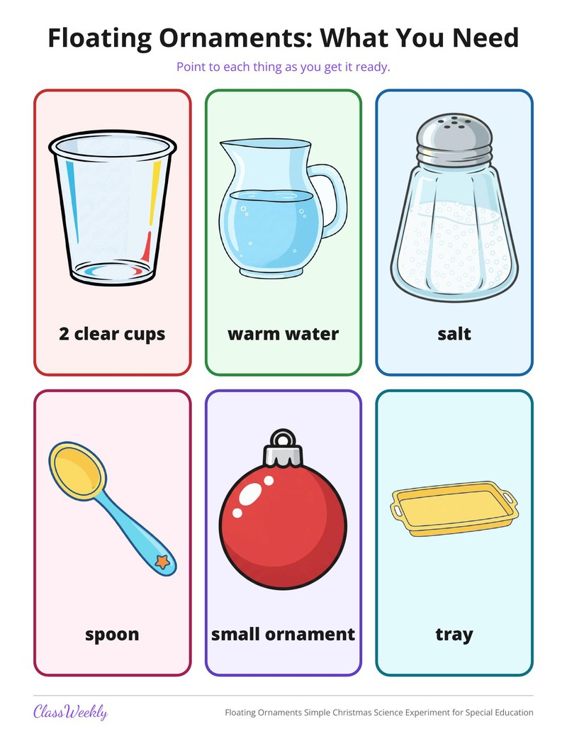 Floating Ornaments Simple Christmas Science Experiment for Special Education - Page 2