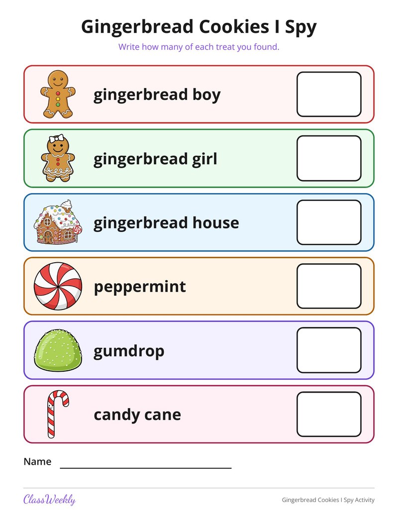 Gingerbread Cookies I Spy Activity - Page 2