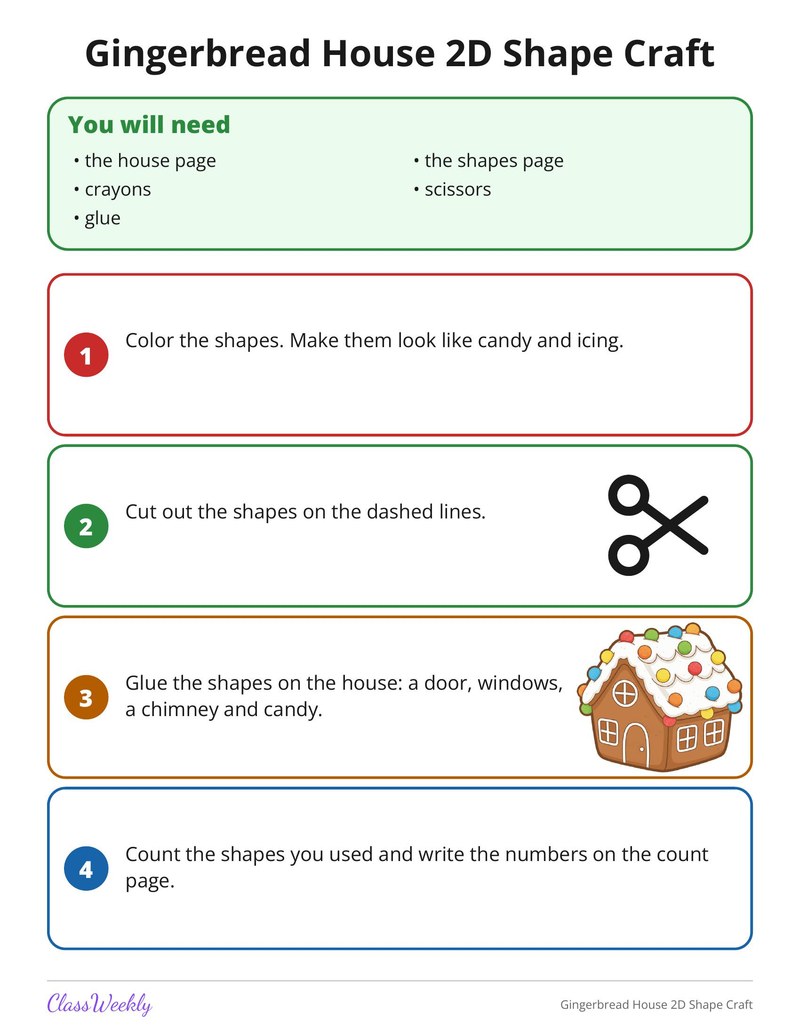Gingerbread House 2D Shape Craft - Page 2