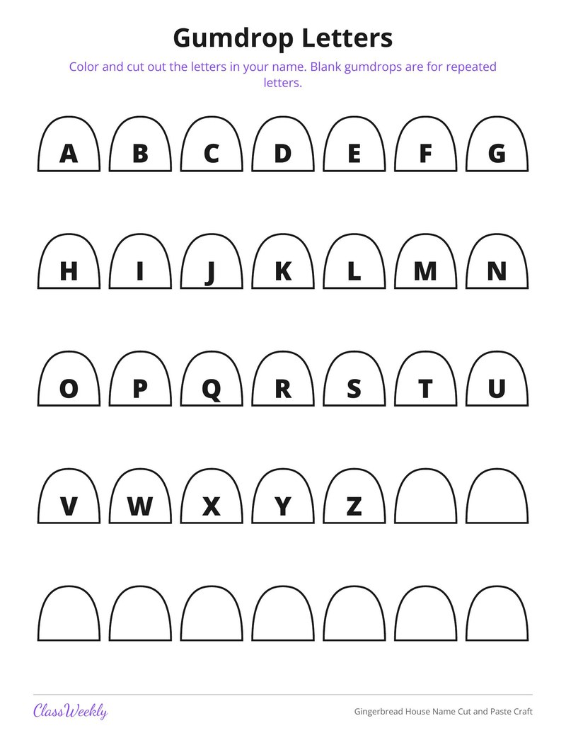 Gingerbread House Name Cut and Paste Craft - Page 4