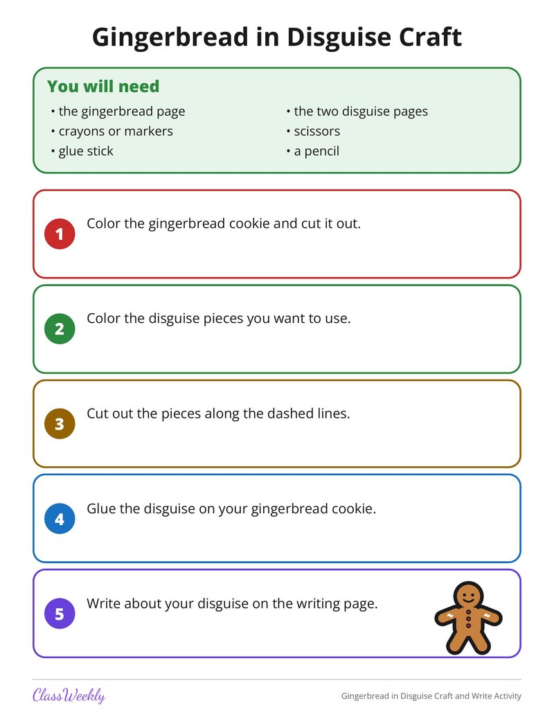 Gingerbread in Disguise Craft and Write Activity - Page 2