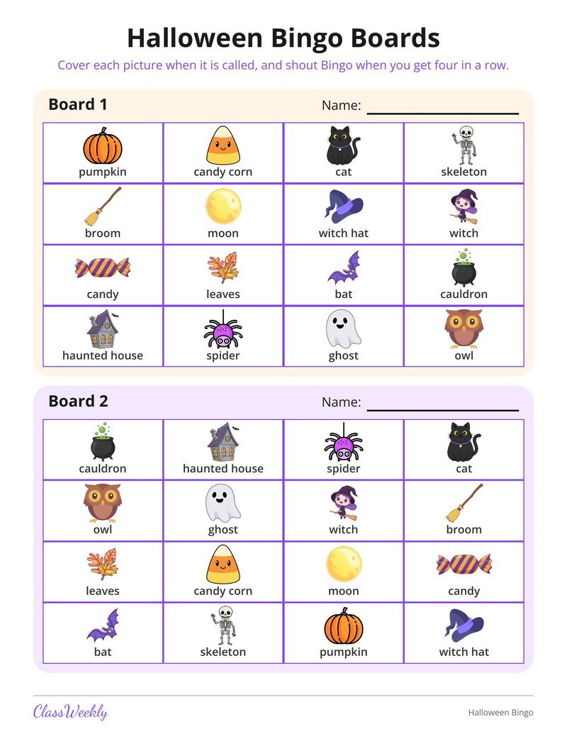 Halloween Picture Bingo - Page 2