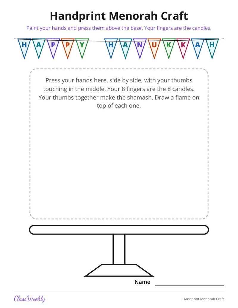 Handprint Menorah Craft