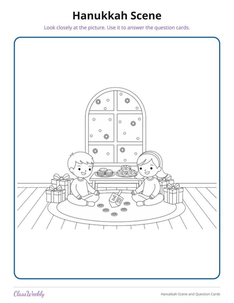 Hanukkah Scene and Question Cards - Page 1