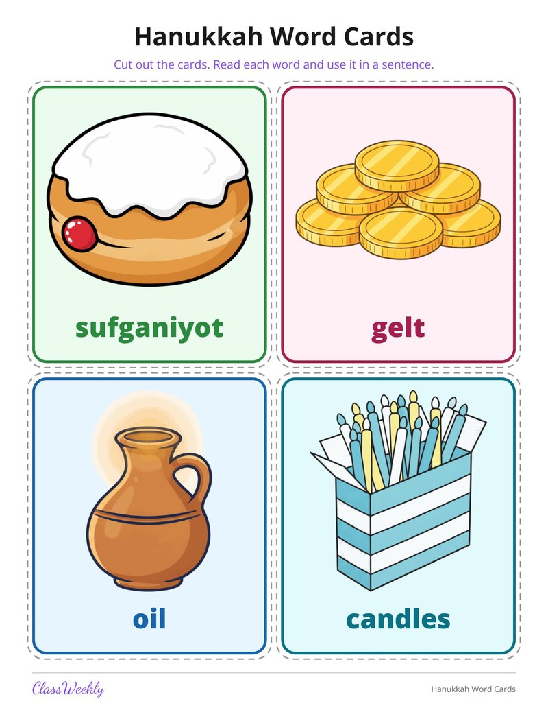 Hanukkah Word Cards - Page 3