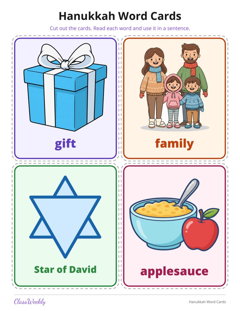 Hanukkah Word Cards - Page 4