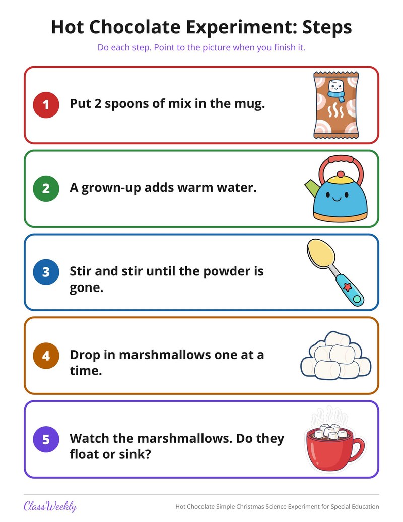 Hot Chocolate Simple Christmas Science Experiment for Special Education - Page 3