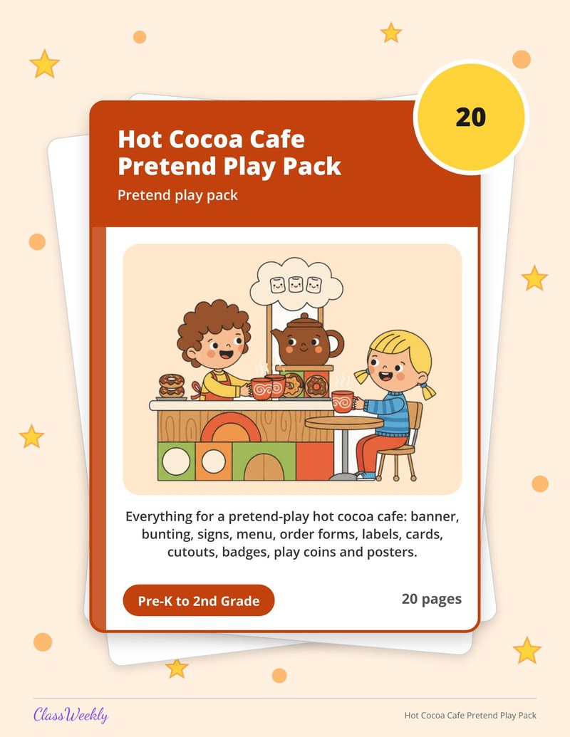 Hot Cocoa Cafe Pretend Play Pack - Page 1