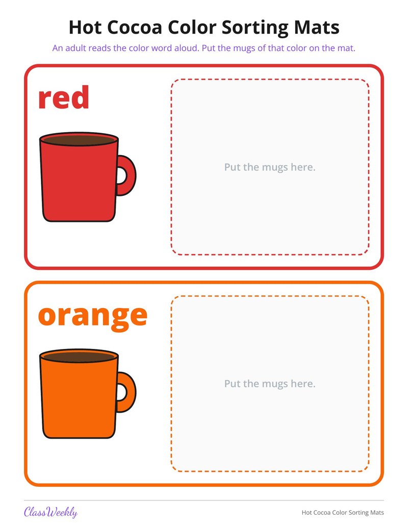 Hot Cocoa Color Sorting Mats - Page 2