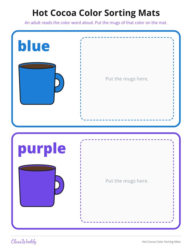 Hot Cocoa Color Sorting Mats - Page 4