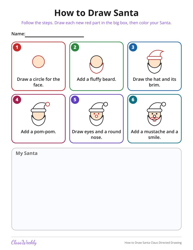 How to Draw Santa Claus Directed Drawing