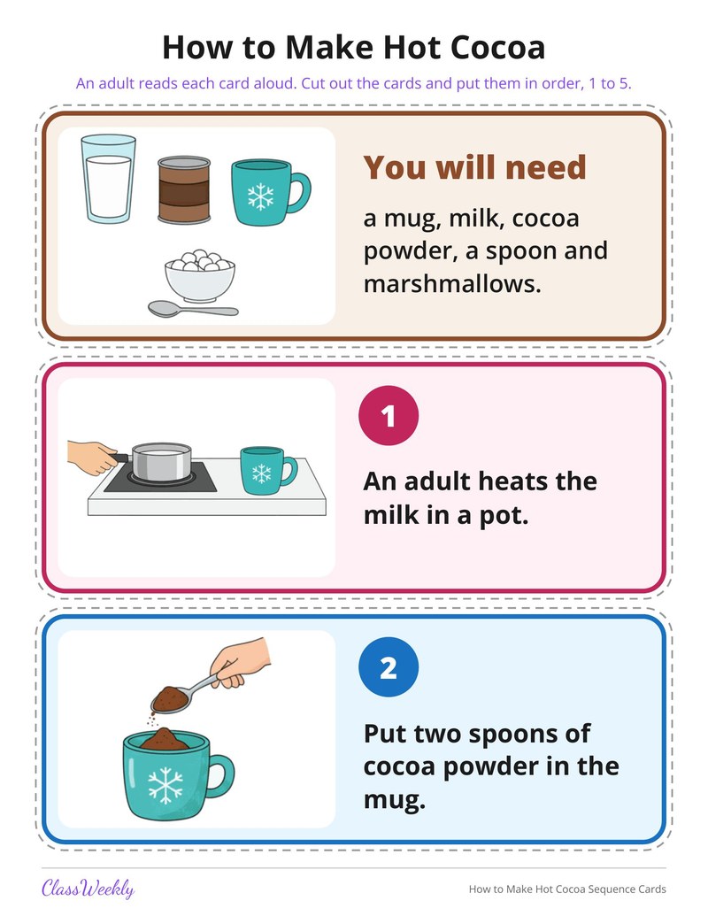 How to Make Hot Cocoa Sequence Cards - Page 1