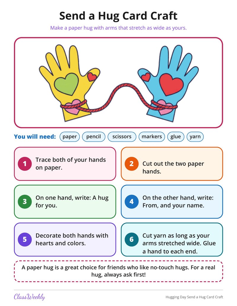 Hugging Day Send a Hug Card Craft