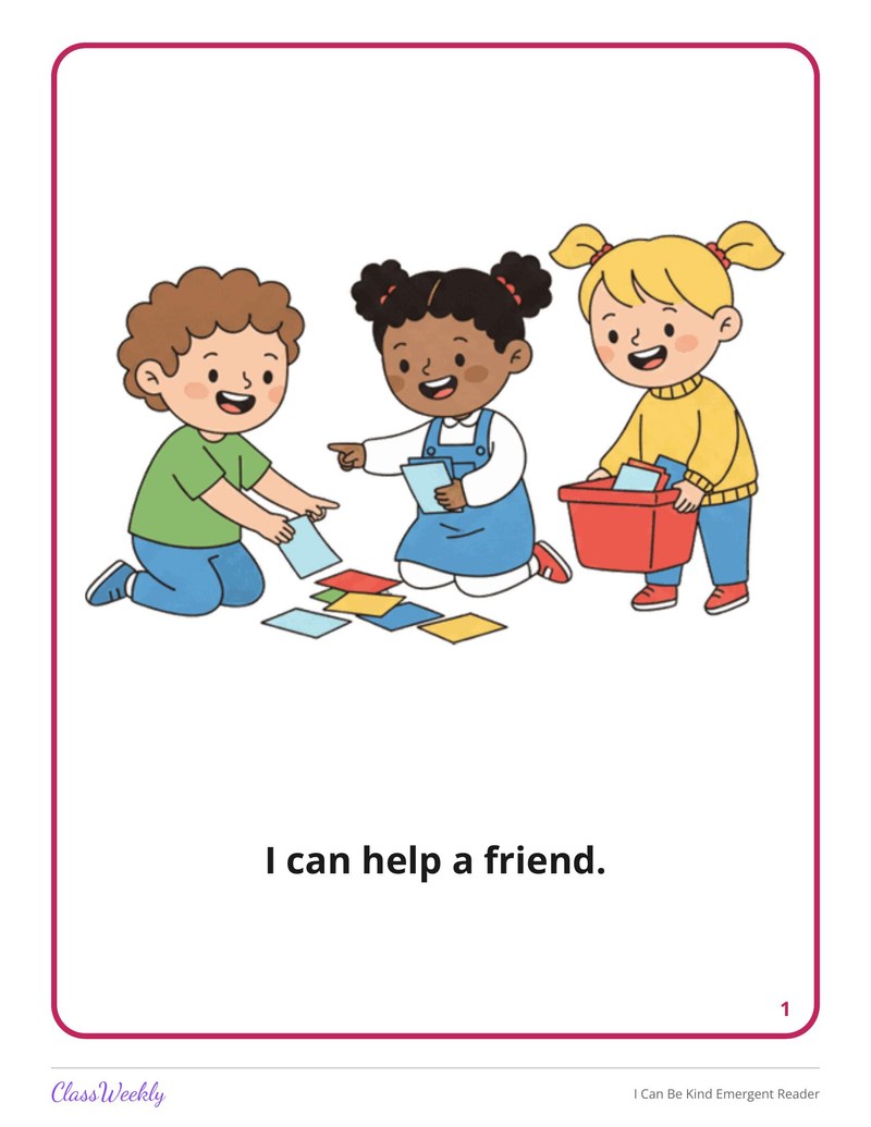 I Can Be Kind Emergent Reader - Page 3