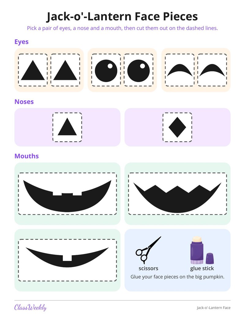 Jack-o'-Lantern Face Cut and Paste - Page 2