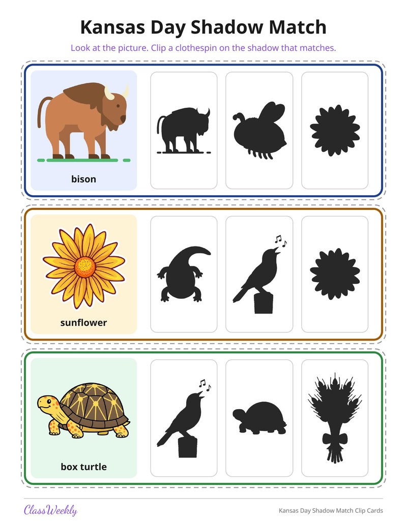 Kansas Day Shadow Match Clip Cards - Page 2