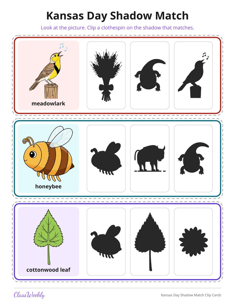 Kansas Day Shadow Match Clip Cards - Page 3