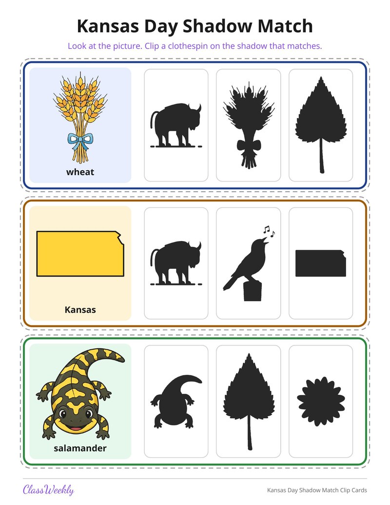 Kansas Day Shadow Match Clip Cards - Page 4