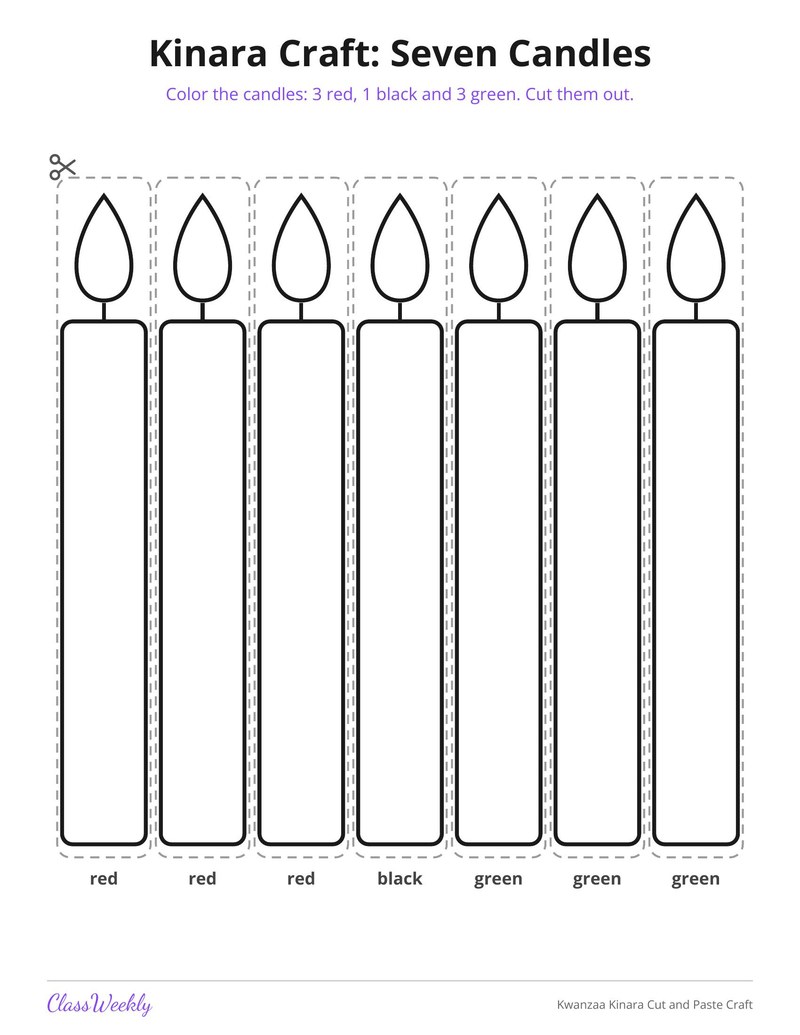 Kwanzaa Kinara Cut and Paste Craft - Page 4