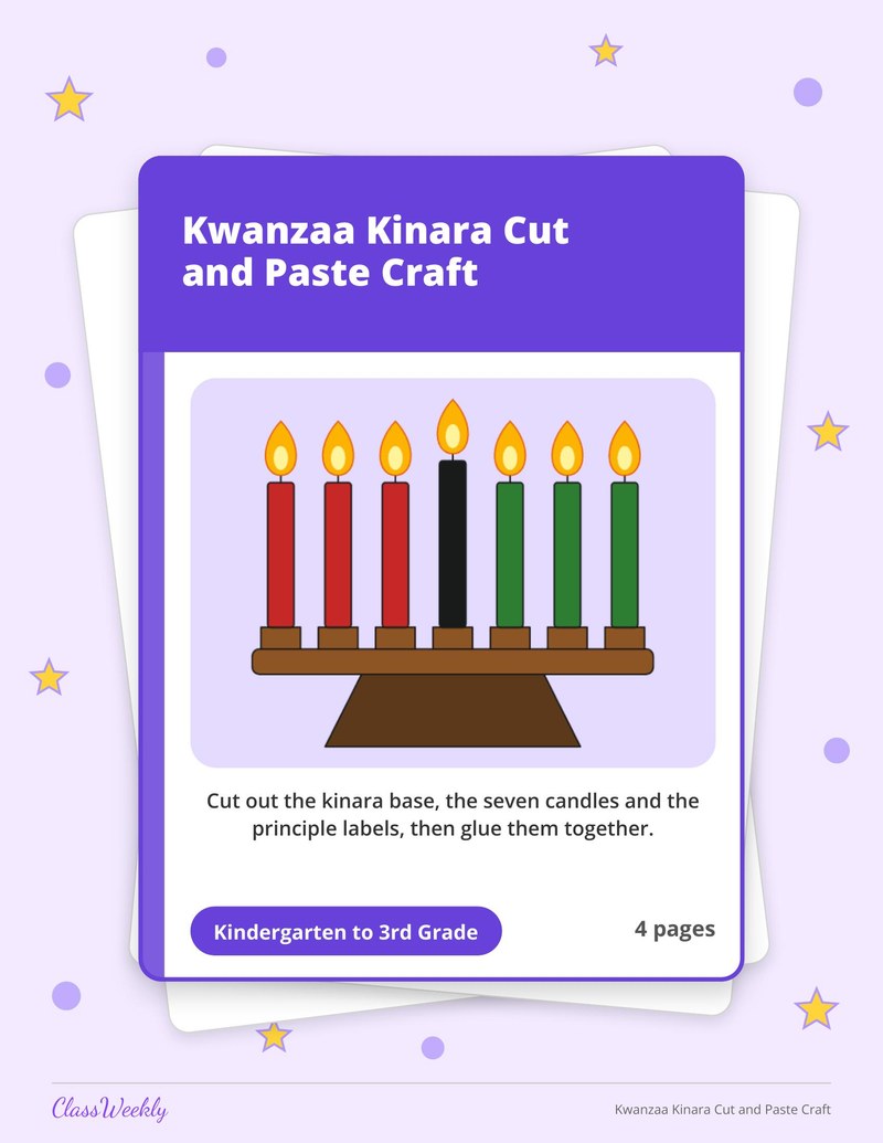 Kwanzaa Kinara Cut and Paste Craft - Page 1