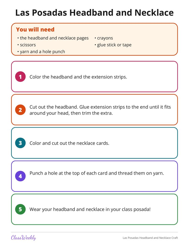 Las Posadas Headband and Necklace Craft - Page 2