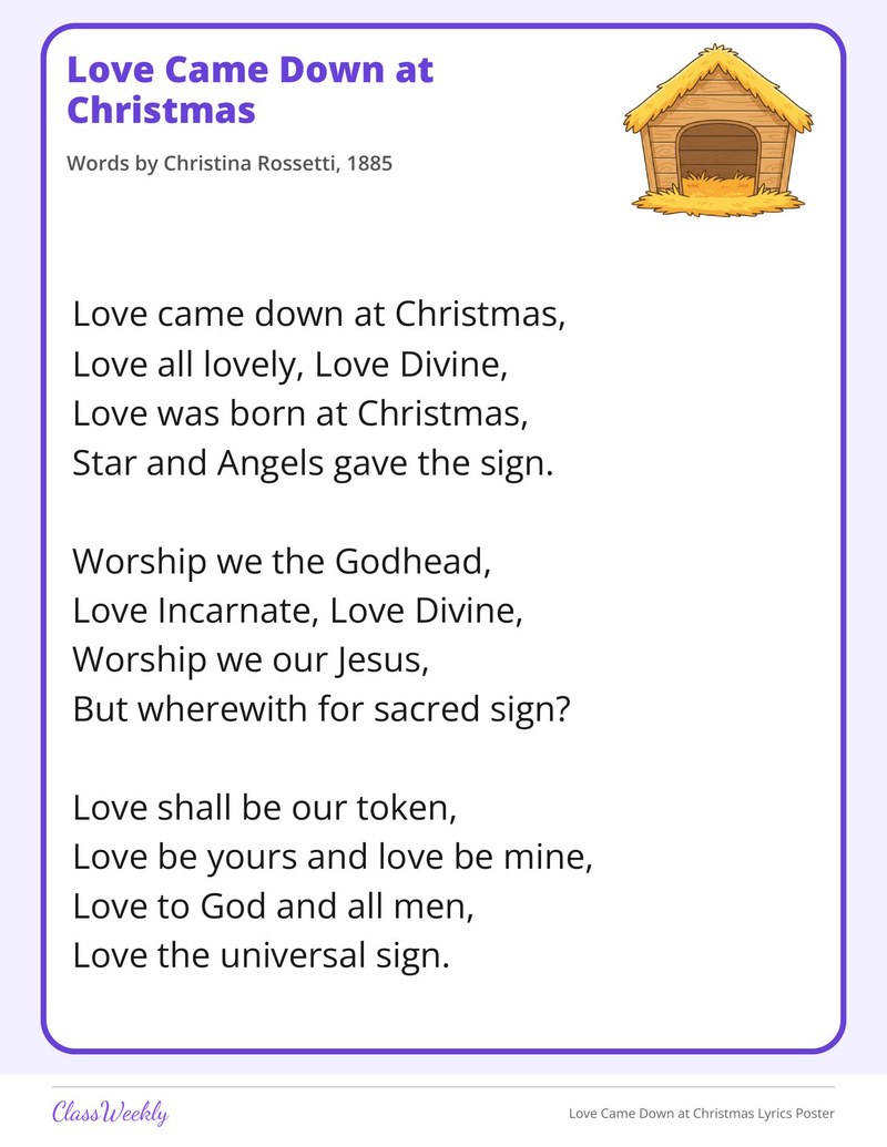 Love Came Down at Christmas Lyrics Poster