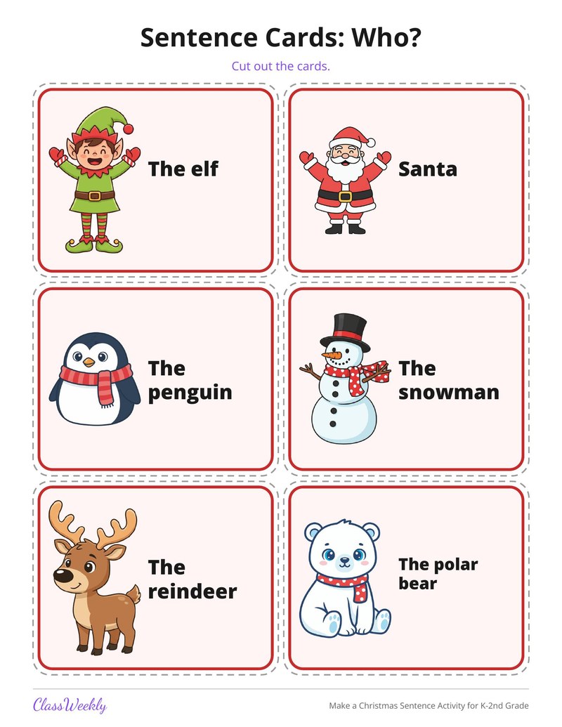 Make a Christmas Sentence Activity for K-2nd Grade - Page 3