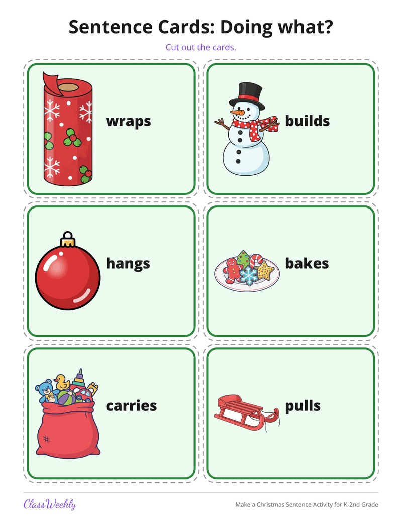 Make a Christmas Sentence Activity for K-2nd Grade - Page 4