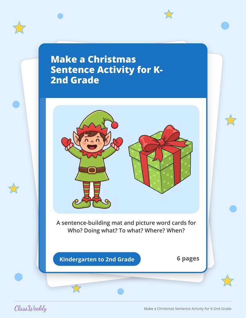 Make a Christmas Sentence Activity for K-2nd Grade - Page 1