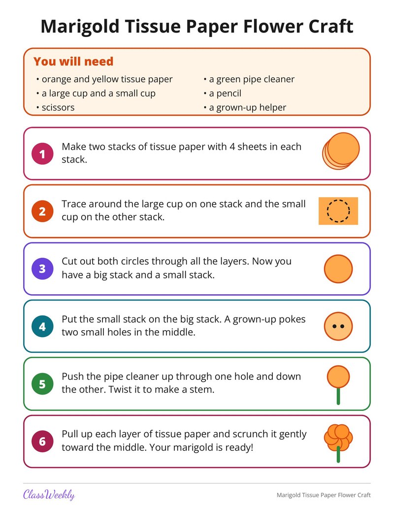 Marigold Tissue Paper Flower Craft