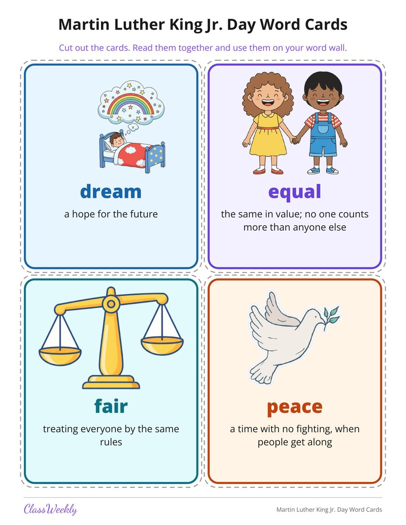 Martin Luther King Jr. Day Word Cards - Page 2