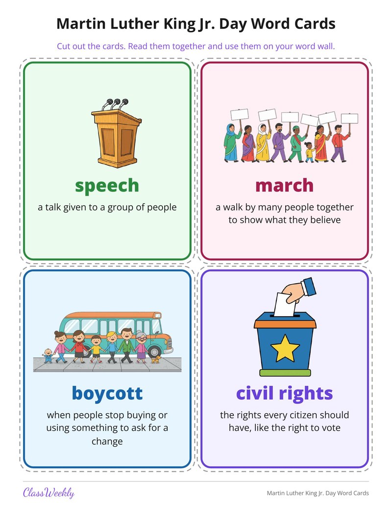 Martin Luther King Jr. Day Word Cards - Page 3