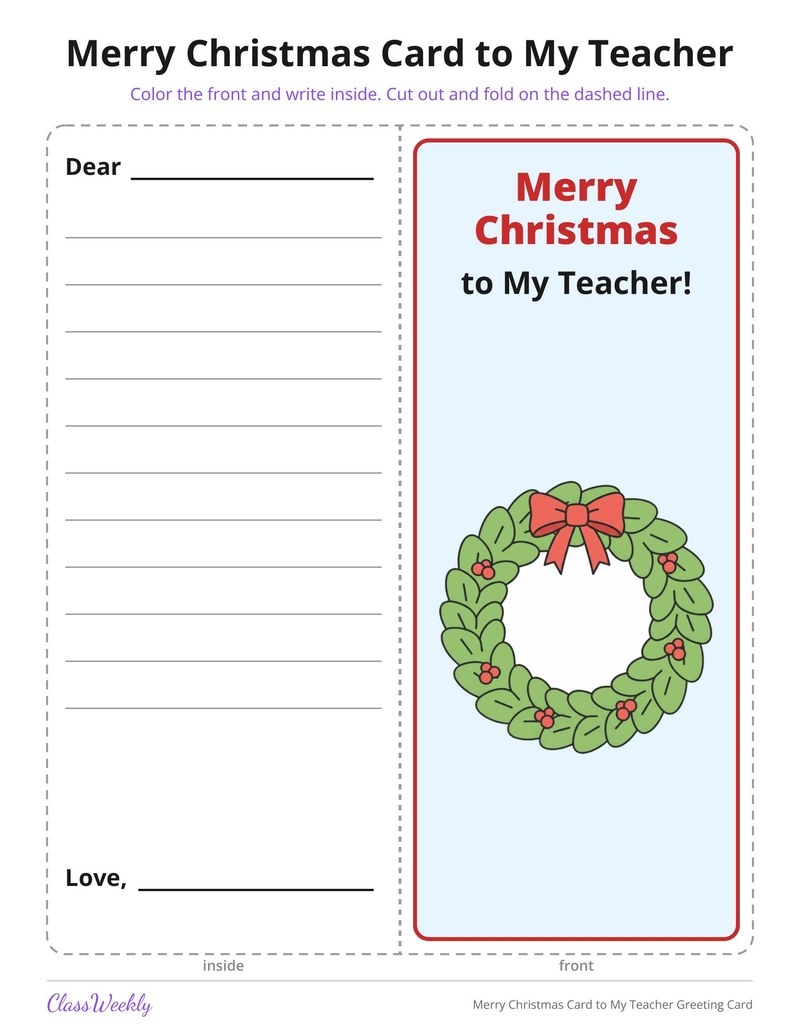 Merry Christmas Card to My Teacher Greeting Card - Page 3