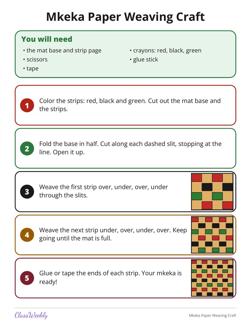 Mkeka Paper Weaving Craft - Page 1