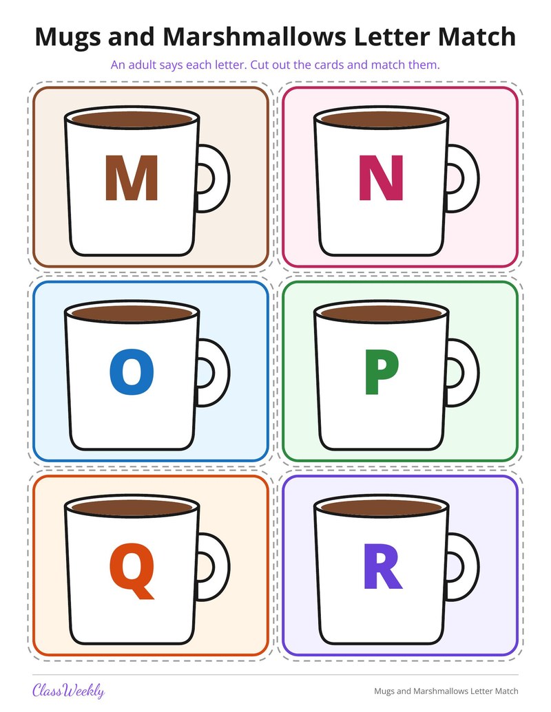 Mugs and Marshmallows Letter Match - Page 4