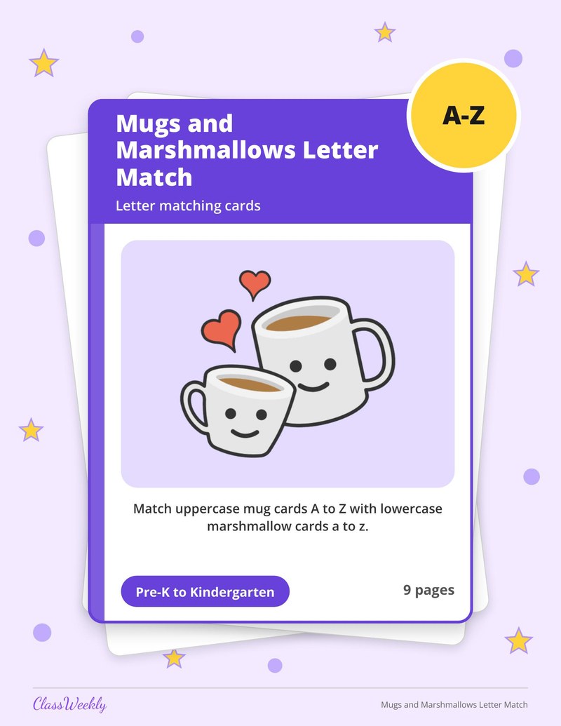 Mugs and Marshmallows Letter Match - Page 1