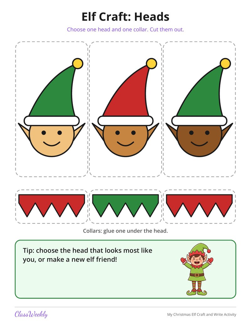 My Christmas Elf Craft and Write Activity - Page 3