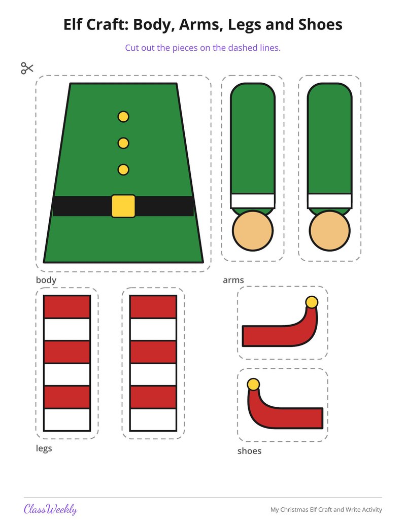 My Christmas Elf Craft and Write Activity - Page 4