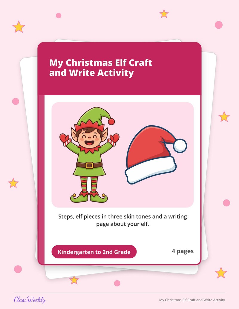 My Christmas Elf Craft and Write Activity - Page 1