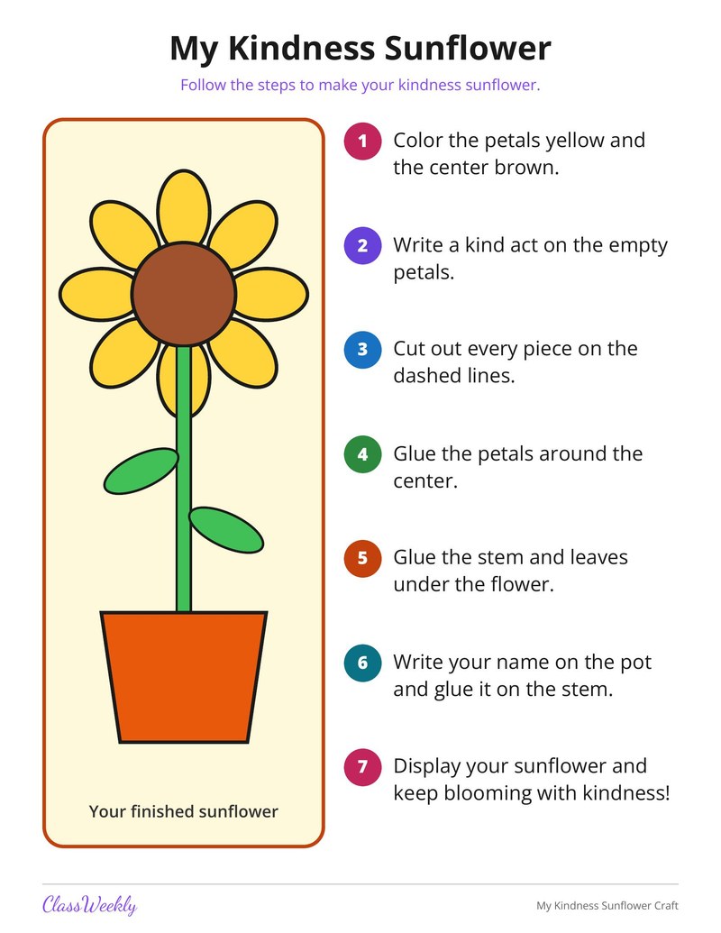 My Kindness Sunflower Craft - Page 2