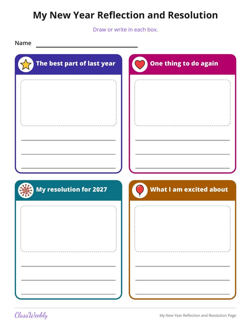 My New Year Reflection and Resolution Page