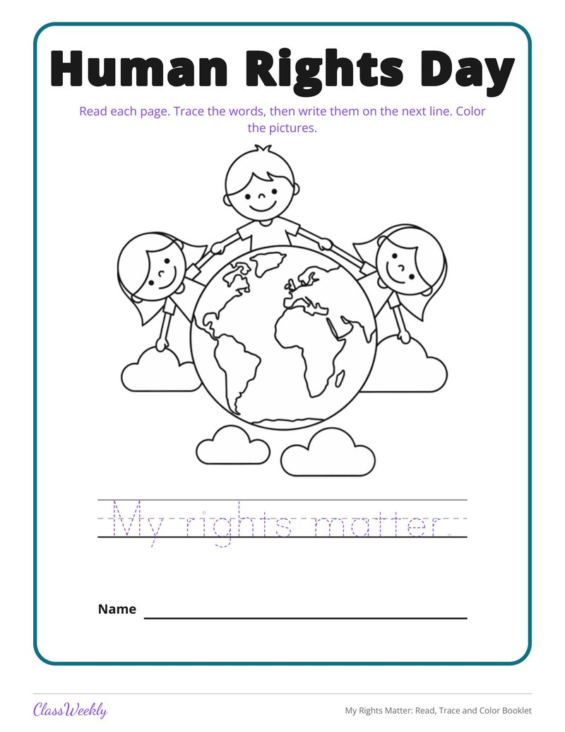 My Rights Matter: Read, Trace and Color Booklet - Page 2
